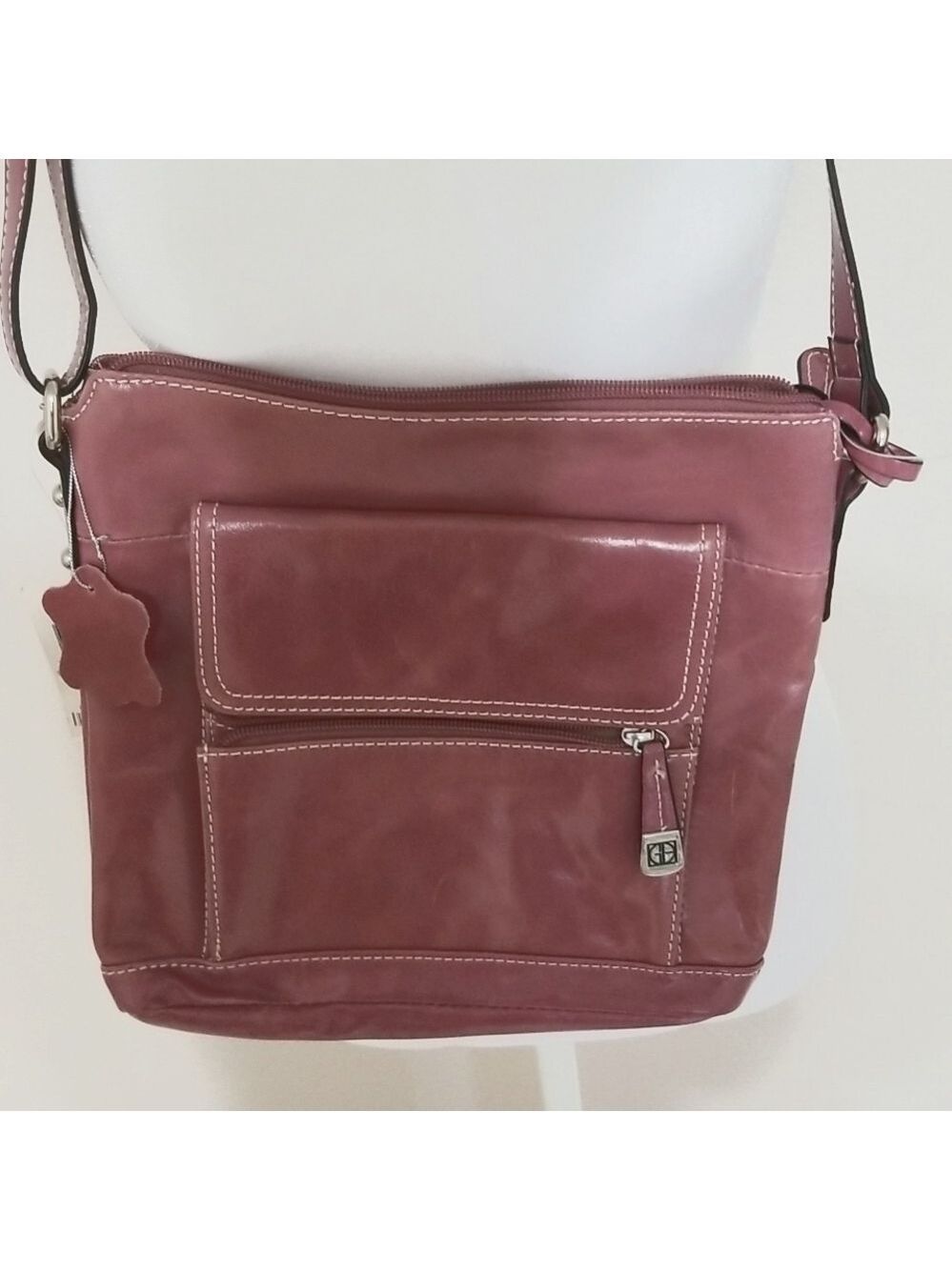 Gianni Bernini shoulder bag, purse ,glazed body orchid pink , Genuine Leather - Picture 2 of 6